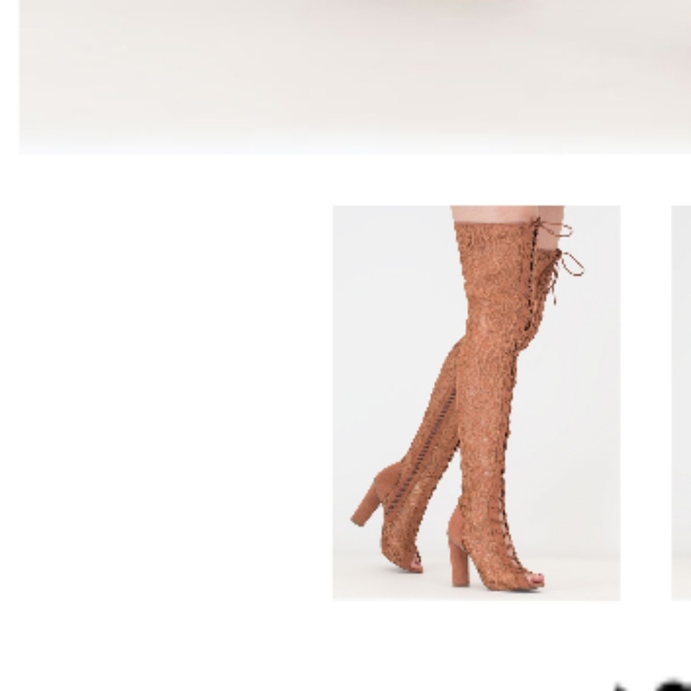 Tan thigh high lace up boots - Picture 2 of 3